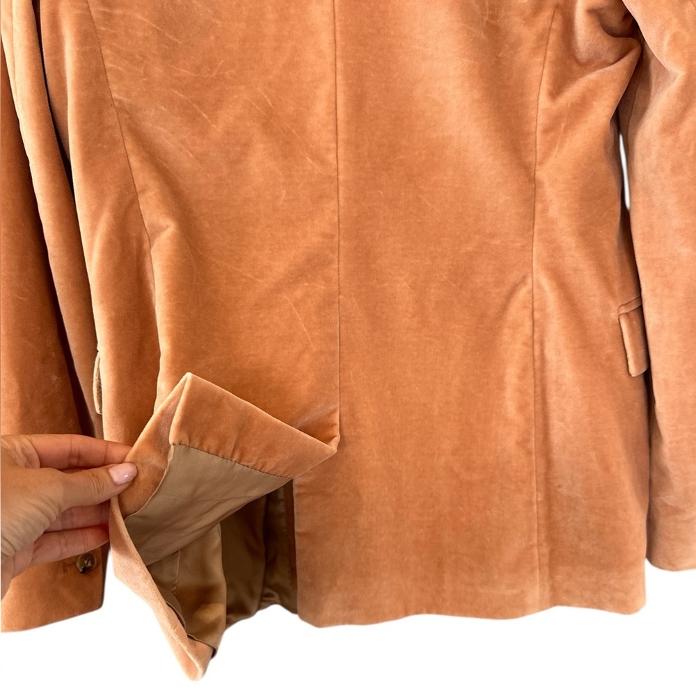 Reiss Aubrie Velvet Double Breasted Blazer Jacket in Peach - Picture 9 of 14